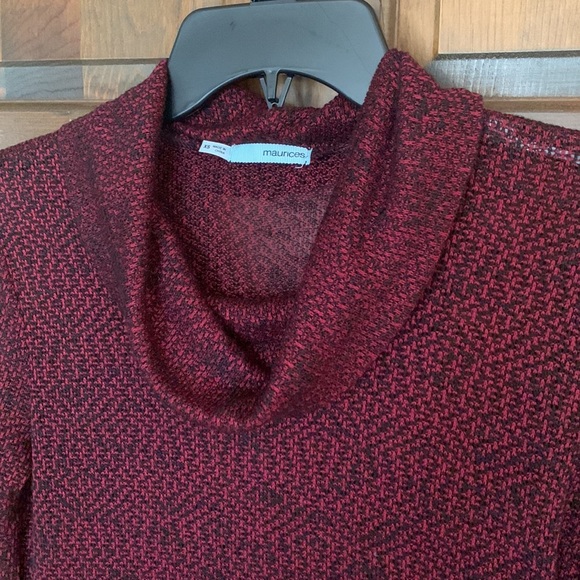 Red & Black Weave Lightweight Sweater, Cowl Neck, XS - Picture 4 of 8